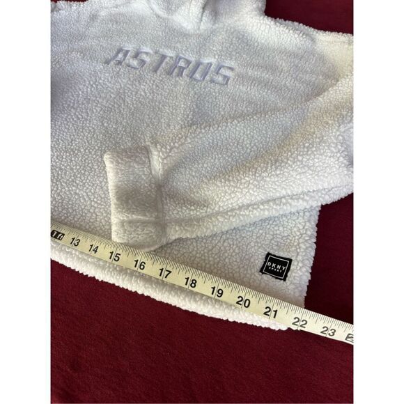 DKNY Sport Women's White Astros Fleece Pullover Long Sleeve Hoodie Large - Picture 2 of 5